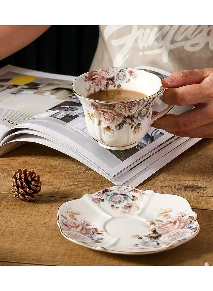 Rose Legant Gold-Painted Ceramic Tea/Coffee Cups and Saucers Set 6.8cm*10cm  - Image 3