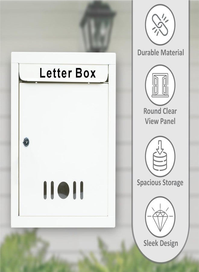 HOMIFLY Wall Mount A4 Size Letter Box/Mail Box/Suggestion Box/Complaint Box for Office/Post Box for Home gate with Clear Window View & Secure Key Lock - (Ivory) - Image 5