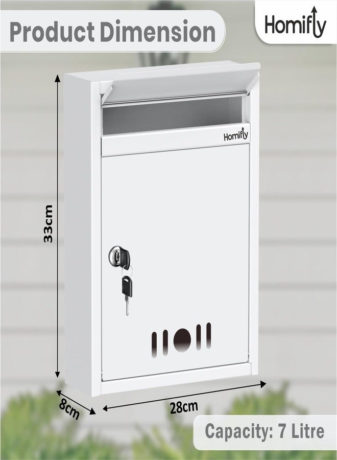 HOMIFLY Wall Mount A4 Size Letter Box/Mail Box/Suggestion Box/Complaint Box for Office/Post Box for Home gate with Clear Window View & Secure Key Lock - (Ivory) - Image 3
