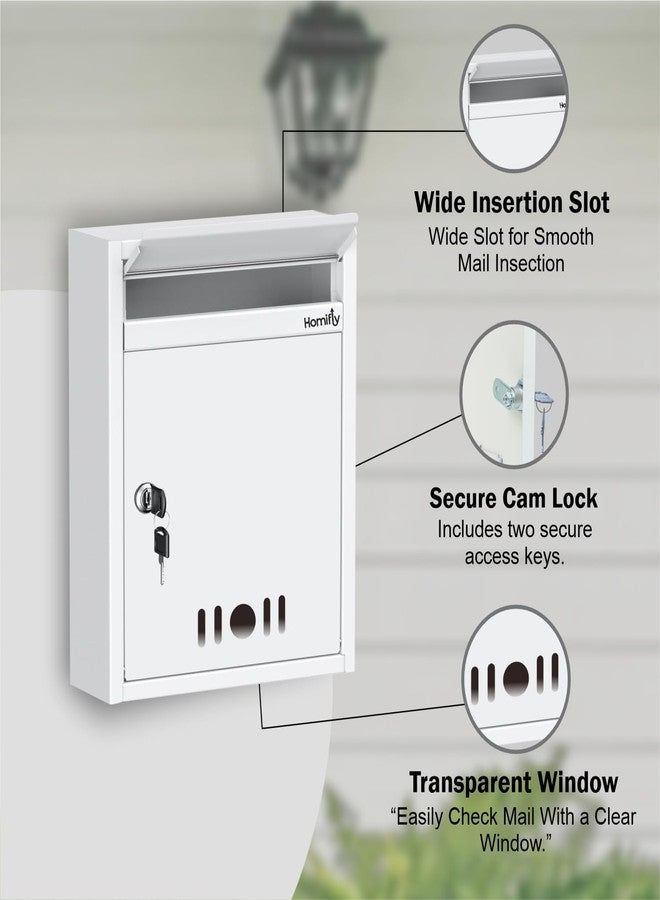 HOMIFLY Wall Mount A4 Size Letter Box/Mail Box/Suggestion Box/Complaint Box for Office/Post Box for Home gate with Clear Window View & Secure Key Lock - (Ivory) - Image 4