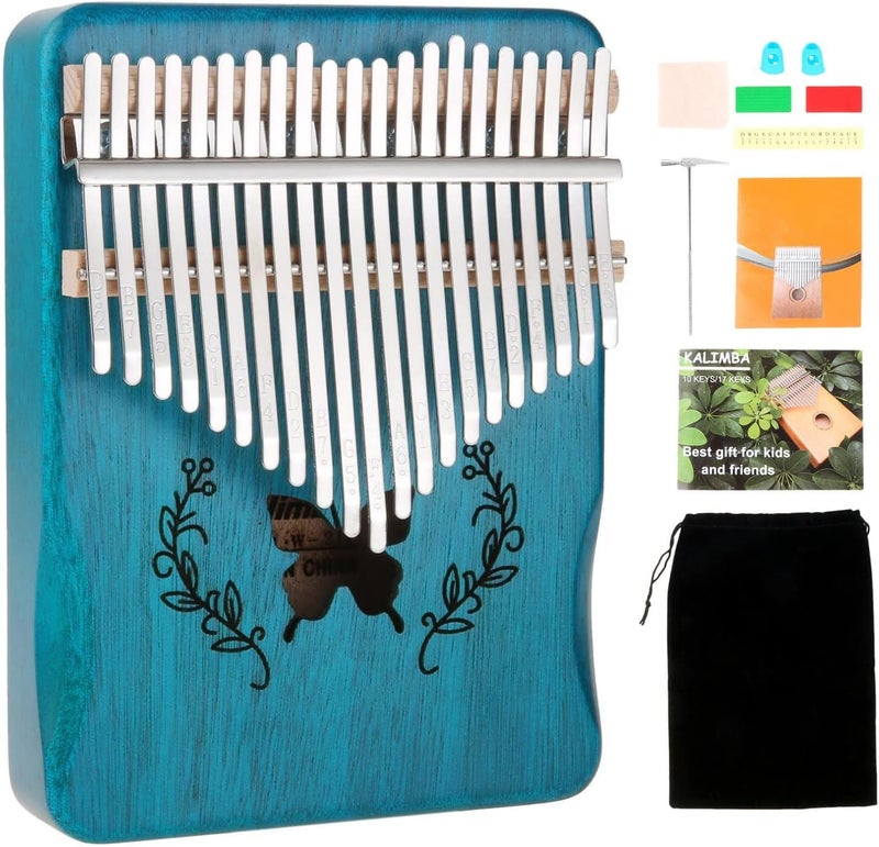 Lemfema Kalimba 21 Keys, Portable Kalimba Thumb Piano, Finger Piano Kalimba 21 Keys, Thumb Piano for Adults Beginners(Blue) - Image 1
