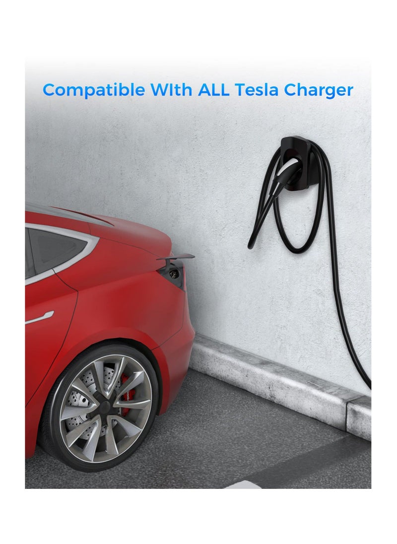 Mobile Charger Holder Wall Mount, Charging Cable Organizer with Anti-drop Design for Mobile Connector, Wall Connector for Model 3 Model Y, Compatible with Tesla Models, Black
