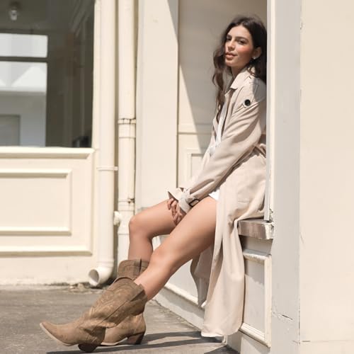 HISEA Rollda Cowboy Boots for Women, Cowgirl Boots, Comfortable Western Boots with Pointed Toe Stitched Embroidery for Country Concert Dancing Wedding Traveling Daily Outfits - Image 4