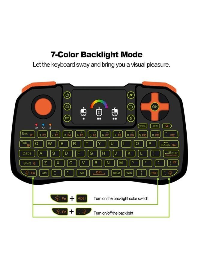 NIBEMINENT 2.4GHz Wireless Touchpad Keyboard Mouse Multicolour - Image 3