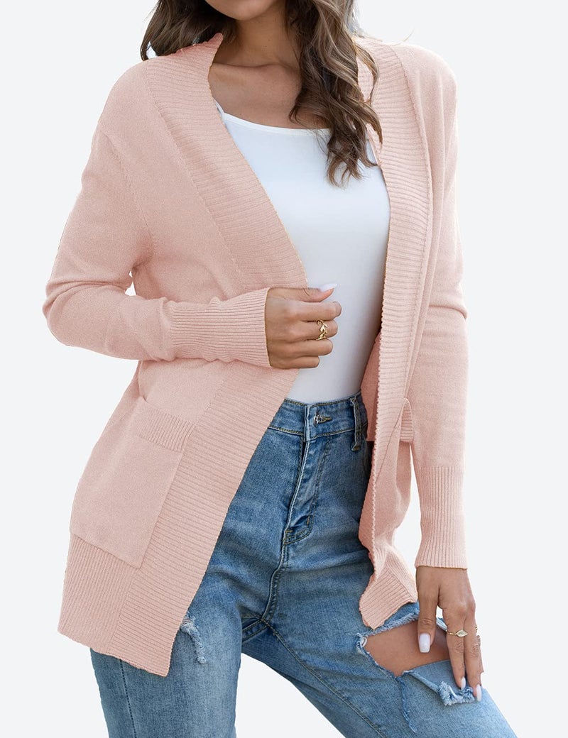 REDHOTYPE Women's Cardigans with Pockets Casual Open Front Lightweight Cardigans for Women, Light Pink, M - Image 2