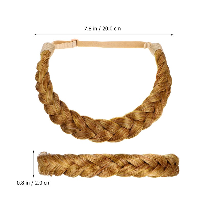 2pcs Elastic Synthetic Hair Braided Headband For Women Daily And Spa Use Black - Image 3
