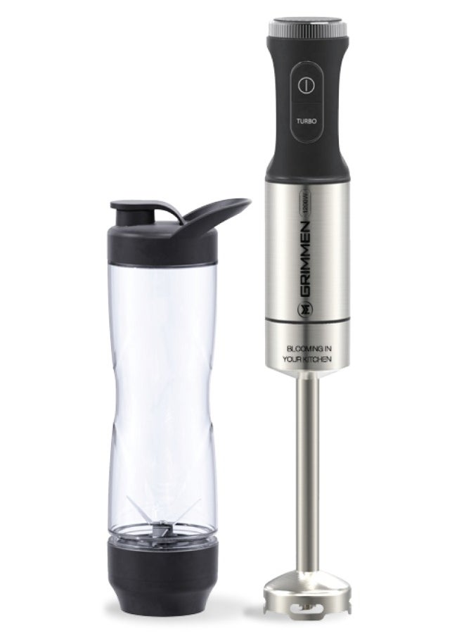 Grimmen - Single Hand Blender 1200W Turbo Mode, Removable Metal Wand, Graduated Beaker, 6-Speed Settings, Detachable Stainless Steel Shaft, Easy Clean Attachments, Versatile Performance - Image 1