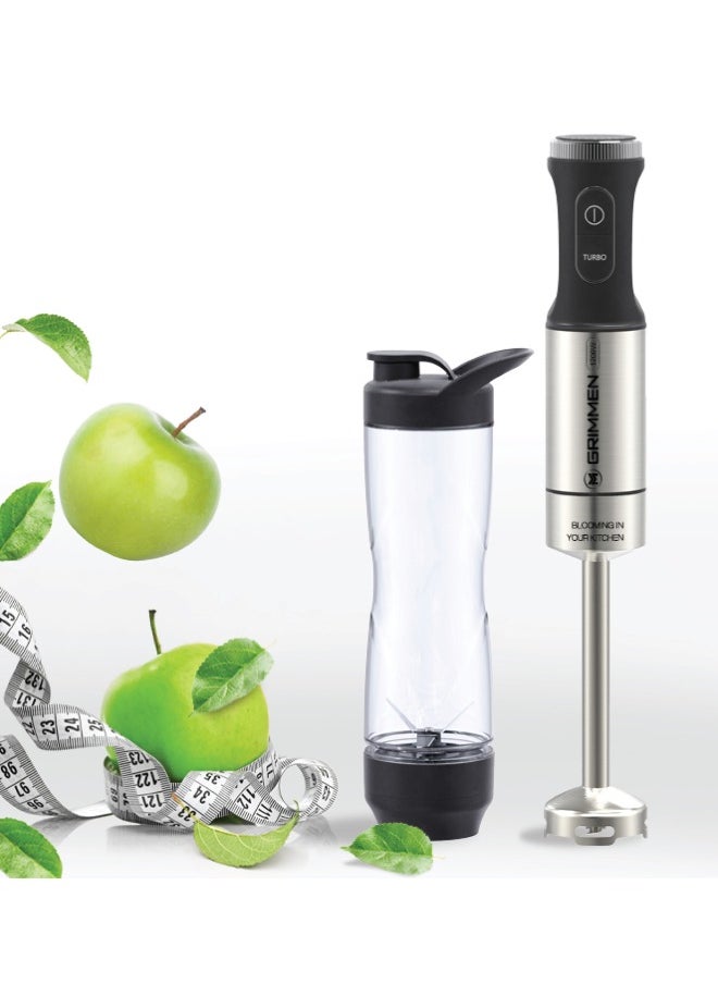 Grimmen - Single Hand Blender 1200W Turbo Mode, Removable Metal Wand, Graduated Beaker, 6-Speed Settings, Detachable Stainless Steel Shaft, Easy Clean Attachments, Versatile Performance - Image 1