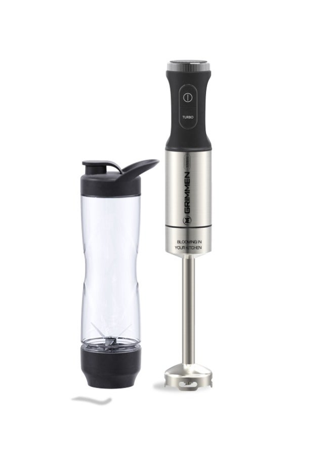Grimmen - Single Hand Blender 1200W Turbo Mode, Removable Metal Wand, Graduated Beaker, 6-Speed Settings, Detachable Stainless Steel Shaft, Easy Clean Attachments, Versatile Performance - Image 1