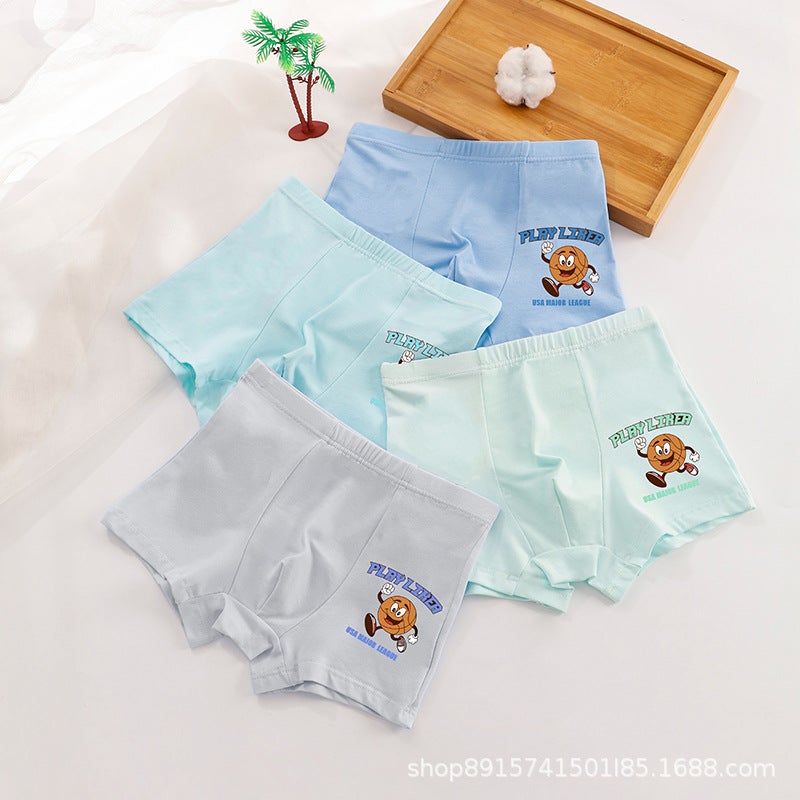 Summer New Boys Underwear Cartoon Printed 2-13 Years Old Childrens Boxer Pants Childrens Breathable Students Boxer Pants [the little prince of basketball] 