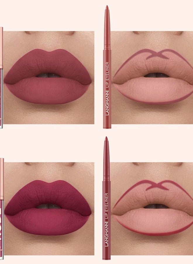 URQT 12pcs Lip Liner and Lipstick Set, 6 Velvety Matte Liquid Lipsticks + 6 Matching Smooth Lip Liner One Step Lips Long Lasting Waterproof Makeup Kits Gift Set - Image 5