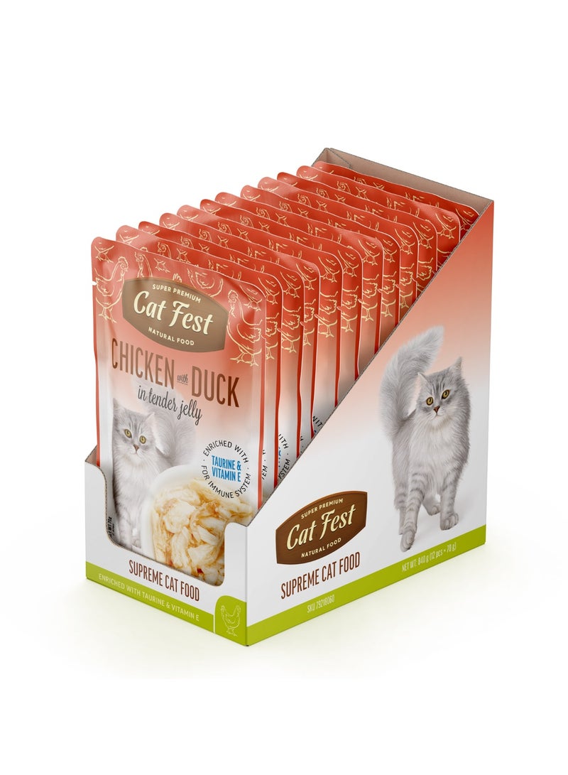 Cat Fest CatFest Chicken with Duck in Tender Jelly, Gourmet Wet Cat Food, Soft Texture, Grain-Free, High Protein, 70g Pouch  - Image 4