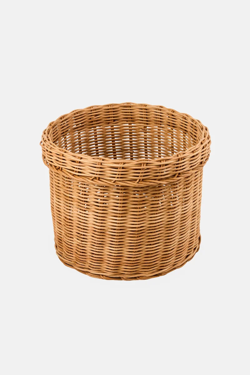 موي موتشو Heavy Duty Round Polypropylene Rattan Basket, Brown