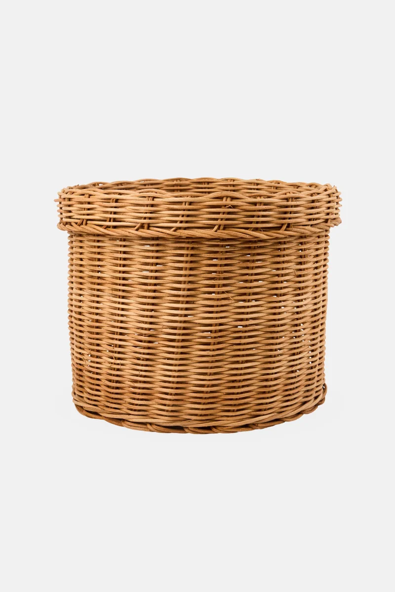 موي موتشو Heavy Duty Round Polypropylene Rattan Basket, Brown