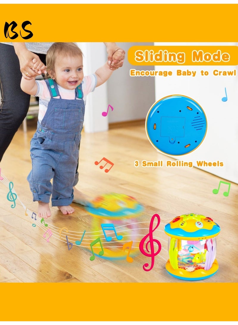بي إس ألعاب موسيقية دوارة مضيئة للأطفال على شكل محيط | ألعاب تعليمية موسيقية للأطفال | للأولاد والبنات من عمر سنة فما فوق | ألعاب وقت الاستلقاء على البطن، هدايا للأطفال - Image 5