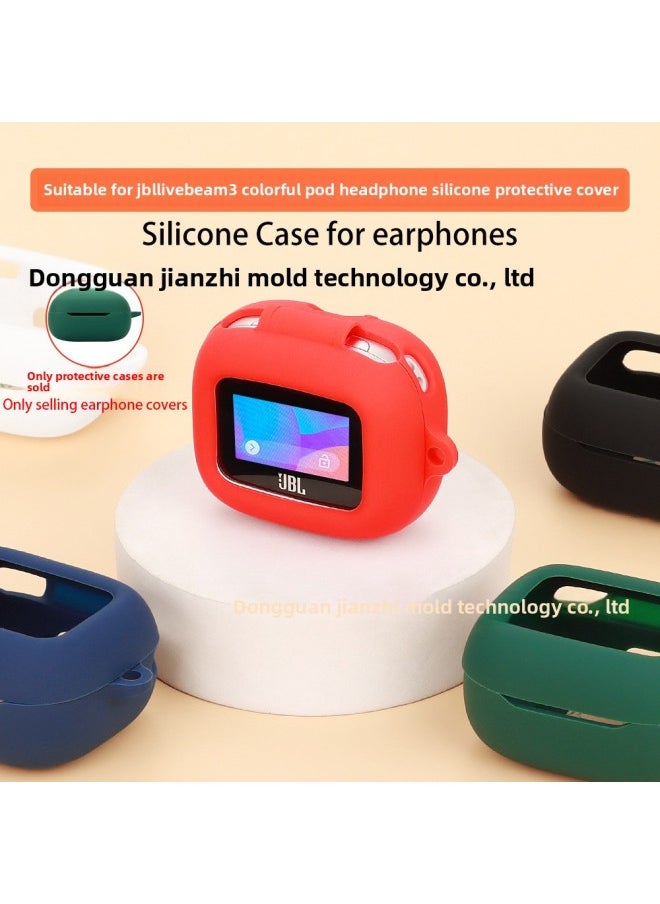 Suitable For JBL LIVE BEAM 3 Colorful Pod Earphone Protective Cover TPU Transparent Shell Explosion-proof Tempered Film-Colour:Tpu Transparent Split-Model:Beam 3 Colorful Pod