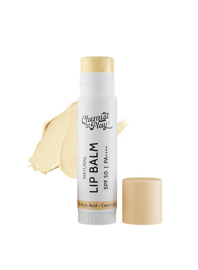 Chemist at Play Natural Lip Balm| Repairs Chapped Lips Brightens Dark Lips | 1% Kojic Acid| SPF 50 PA++++| For men and women| 4.5gm - Image 1