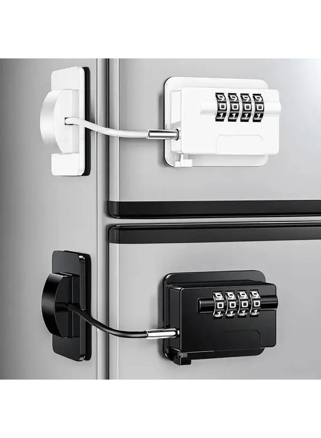 Black Refrigerator Cabinet Door Locks Password Secure Steel Cable No Holes - Image 4