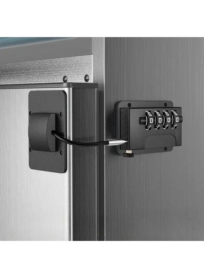 Black Refrigerator Cabinet Door Locks Password Secure Steel Cable No Holes - Image 1