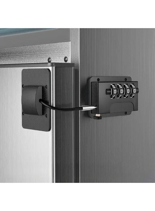 Black Refrigerator Cabinet Door Locks Password Secure Steel Cable No Holes - Image 2