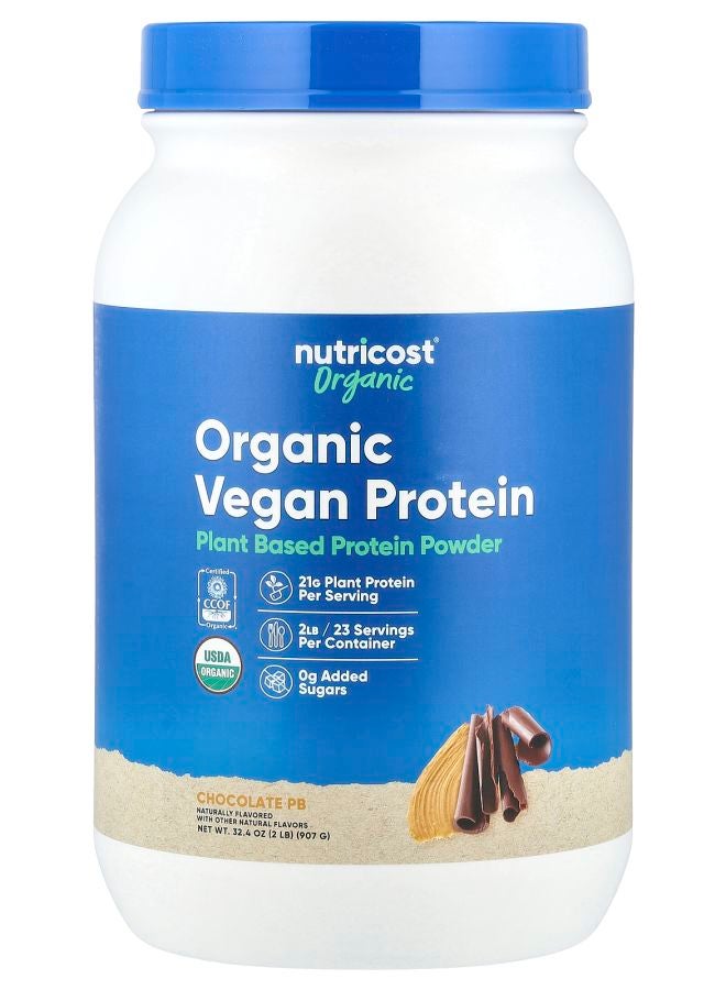 Nutricost Organic Vegan Protein Chocolate PB 2 lb (907 g) - Image 1