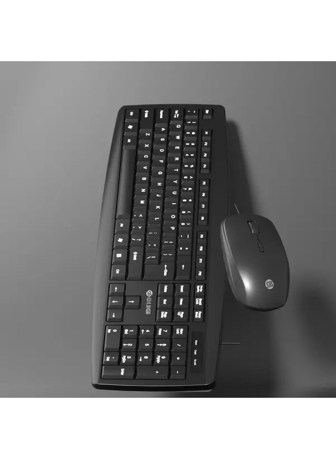 KM100 Silent Keyboard and Mouse Set USB Office Ergonomic Anti Slip Matte Surface - Image 1