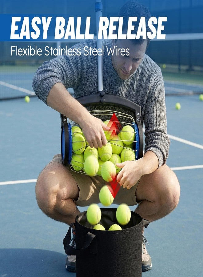 zozen Tennis Ball Picker with Storage Bag, No Bending Quick Pickup Roller, Adjustable Telescopic Handle, Holds Up to 28 Tennis Balls, Lightweight & Portable Collector for Tennis/Pickleball/Baseball - Image 5