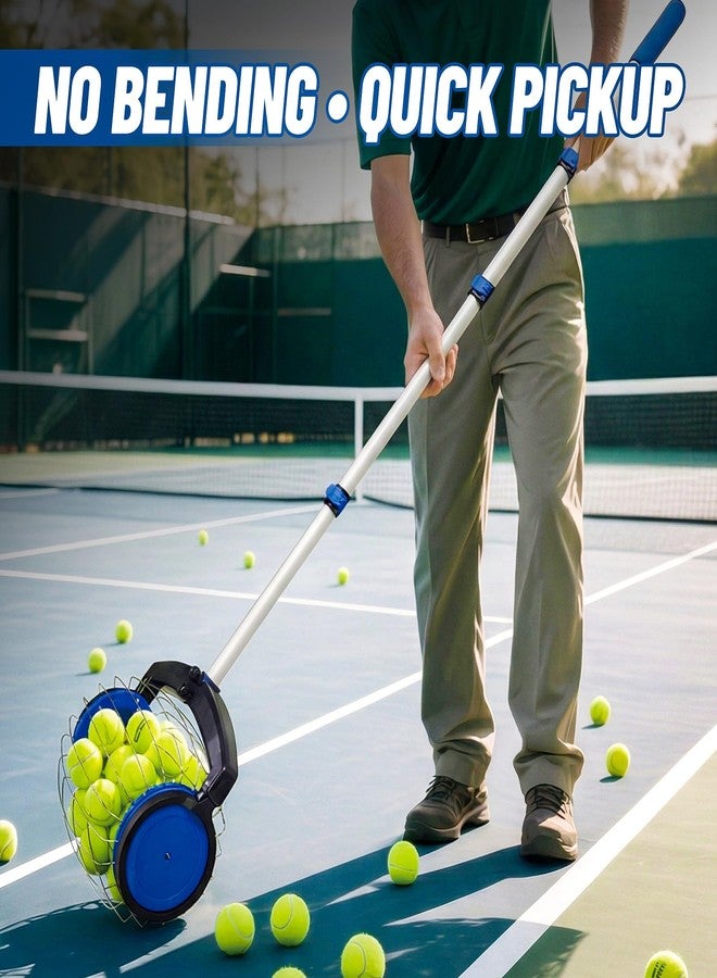 zozen Tennis Ball Picker with Storage Bag, No Bending Quick Pickup Roller, Adjustable Telescopic Handle, Holds Up to 28 Tennis Balls, Lightweight & Portable Collector for Tennis/Pickleball/Baseball - Image 3
