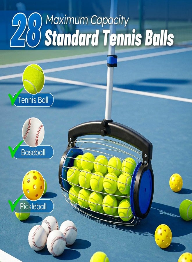 zozen Tennis Ball Picker with Storage Bag, No Bending Quick Pickup Roller, Adjustable Telescopic Handle, Holds Up to 28 Tennis Balls, Lightweight & Portable Collector for Tennis/Pickleball/Baseball - Image 4