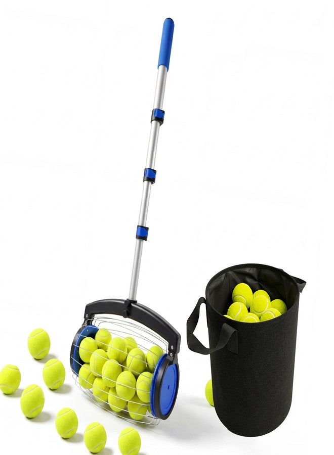 zozen Tennis Ball Picker with Storage Bag, No Bending Quick Pickup Roller, Adjustable Telescopic Handle, Holds Up to 28 Tennis Balls, Lightweight & Portable Collector for Tennis/Pickleball/Baseball - Image 1