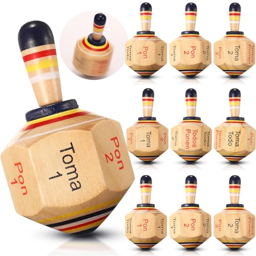 Poen 5 Pieces Large Wooden Toma Todo Bulk 45 inch Classic Mexican Wood Spinning Top Game for Kids and Adults Pirinola Toma Todo Party for Mexican Fiesta Party Cinco de Mayo Family Game - Image 1