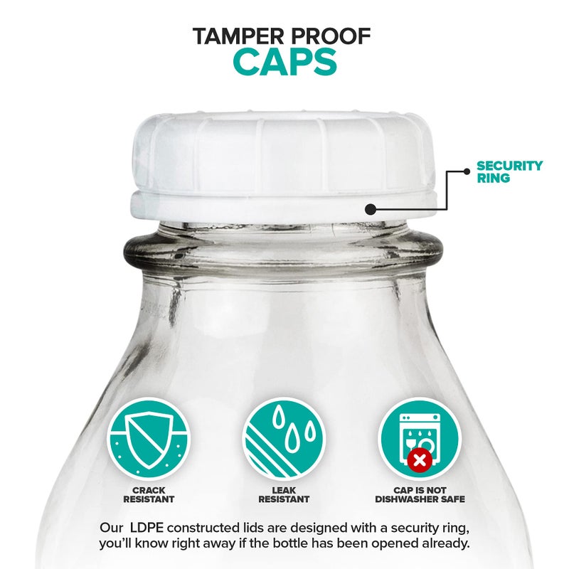 Stock Your Home Stock Your Home Liter Glass Milk Bottle with Lid (1 Pack) 32 Oz Jugs and 3 White Caps  Reusable Food Grade Milk Container for Refrigerator  Bottles for Juice  Oat or Plant Milks  Water  Honey - Image 4