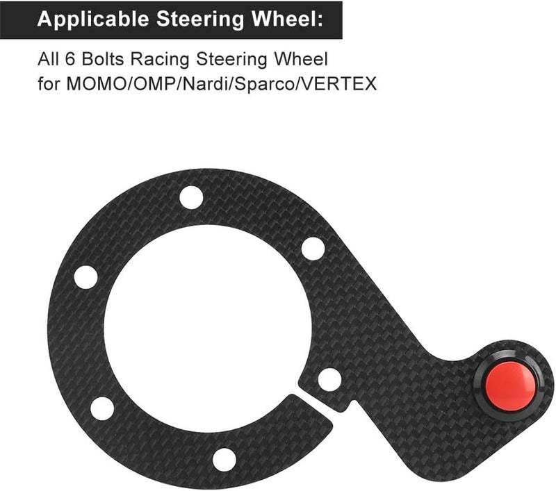 Car Steering Wheel Horn Button Kit External Horn Button Set, Carbon Fiber 6 Bolts Steering Wheel External Horn Button Kits, Universal Horn Button Set for MOMO OMP Nardi Sparco (one) - Image 5