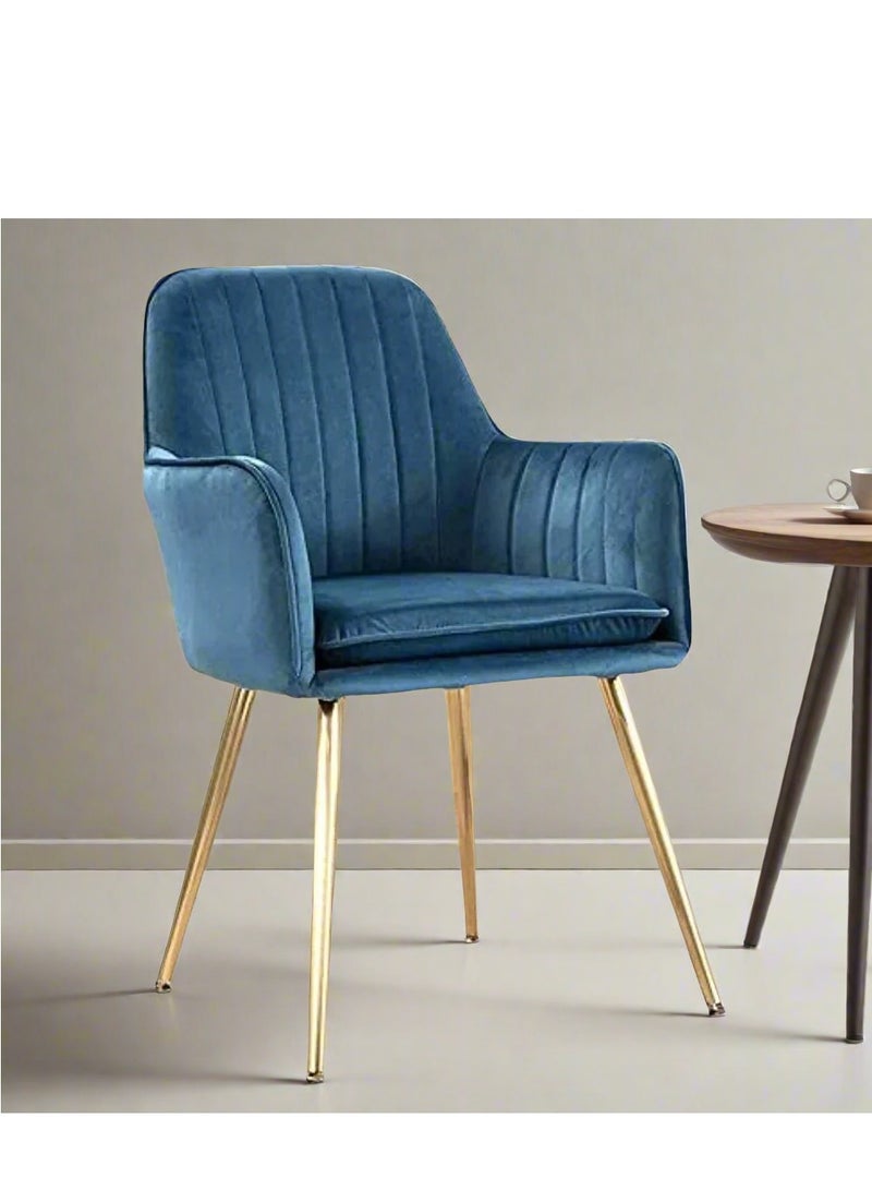Wooden Twist Wooden Twist Bonzer Velvet Fabric Modern Cafe Dining Chair with Metal Legs - Stylish Seating for Kitchen and Dining Room (Dark Blue)  - Image 2