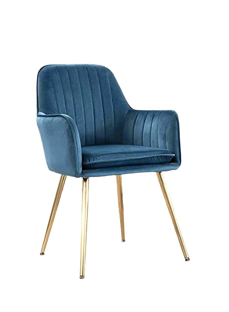 Wooden Twist Wooden Twist Bonzer Velvet Fabric Modern Cafe Dining Chair with Metal Legs - Stylish Seating for Kitchen and Dining Room (Dark Blue)  - Image 3
