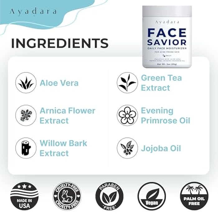 AYADARA Acne Facial Moisturizer, 2 fl oz, Advanced Oil Control Face Moisturizer for Oily Skin, Hydrating Acne Cream & Anti Acne Moisturizer for Face, Powerful Skin Care Regimen for Men & Women - Image 5