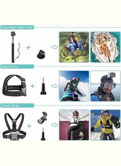 O Ozone O Ozone 50-In-1 Action Camera Accessory Kit Compatible with Go Pro Hero 13 12 11 10 9 8 7 3, Go Pro Max Go Pro Fusion Insta360 DJI OSMO Action Cameras and More Accessories  - Image 2