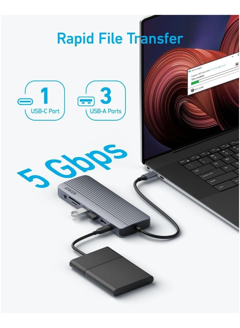 Anker USB C Hub, Triple Display USB-C Hub (14-in-1), 4K@60Hz HDMI with 100W Max Power Delivery, 5 Gbps USB-C and USB-A Data Ports, For Macbook, Lenovo, Dell XPS, HP Laptops, and More - Image 5