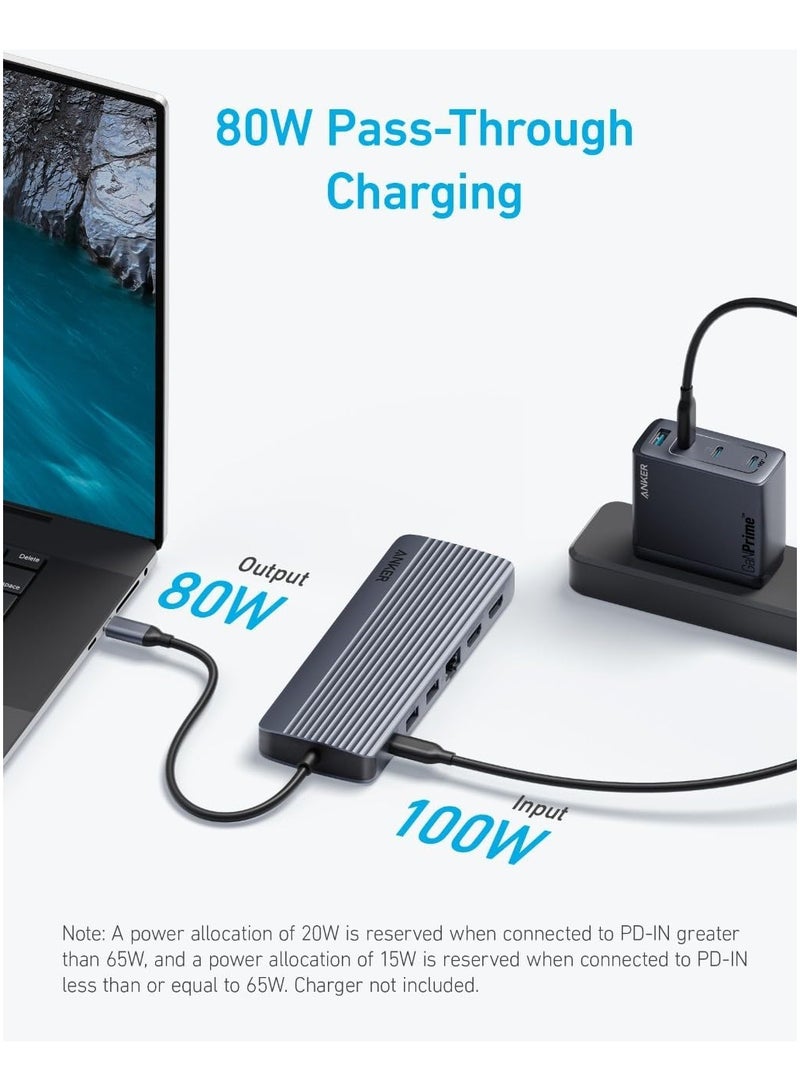 موزع USB-C (14 في 1، شاشة ثلاثية) رمادي