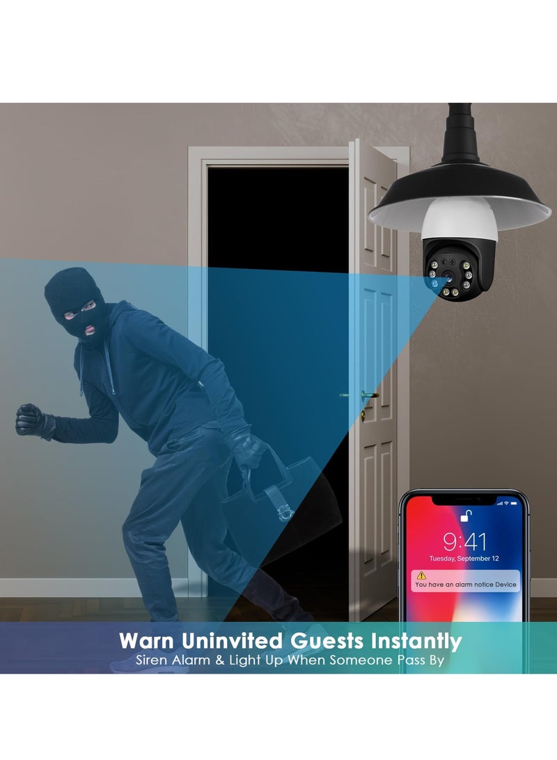 SYOSI Camera 2MP Wireless Bulb Indoor Outdoor Waterproof Camera with Color Night Vision 2-Way Audio 2.4GHz Home WiFi Smart Cam for Pet Home - Image 3