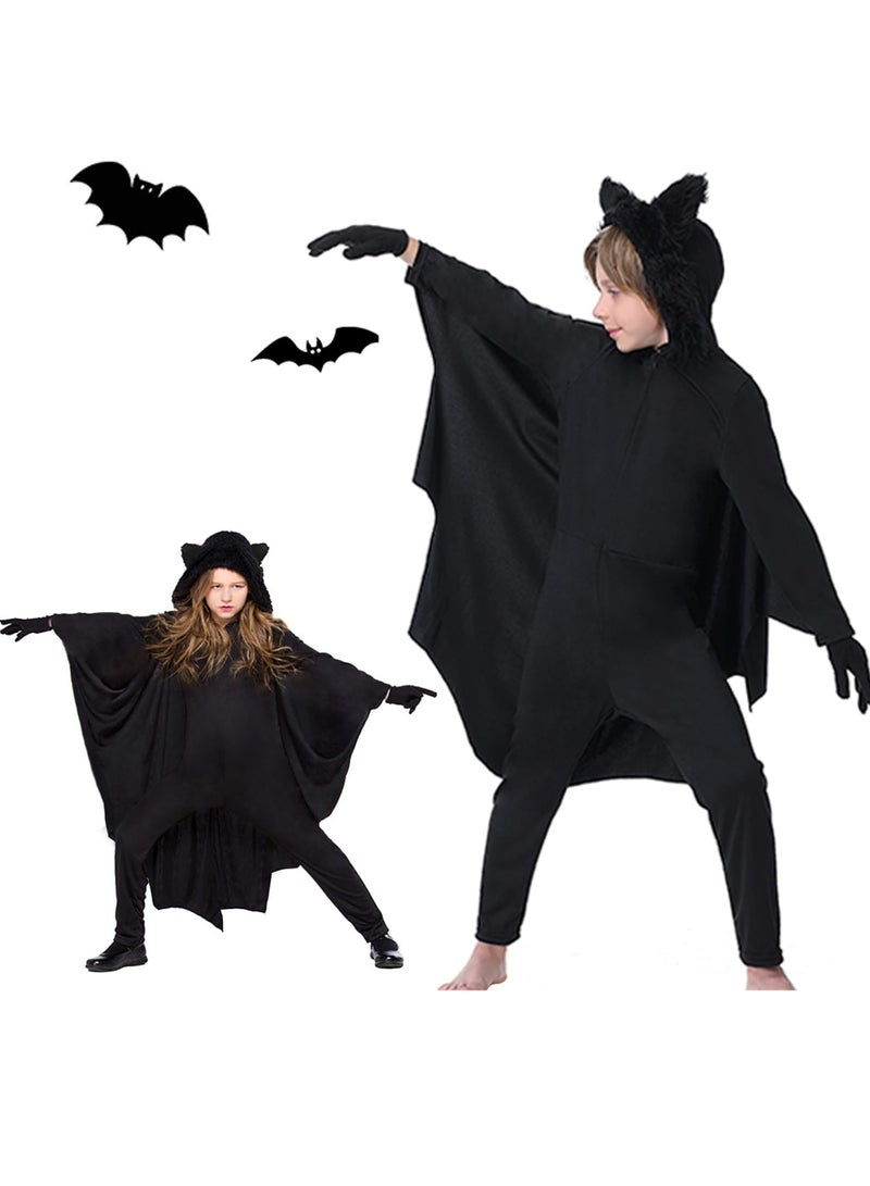 GoldenLike Kids Bat Costumes,Black Bat Costumes for Boys and Girls,Vampire Costume,Bat Cape with Wing and Gloves,Scary Animal Bat Cosplay Costumes Set for  Birthday Cosplay Party (Size:S) - Image 2