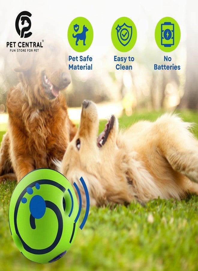 PET CENTRAL Interactive Toy Ball for Dogs Bouncing Giggle Ball Chew Ball for Aggressive Dogs Molar Dog Ball Self Moving Dog Toys Green Fun Ball for Medium and Large Dogs Pet Supplies - 5.5”x 5.5” - Image 3
