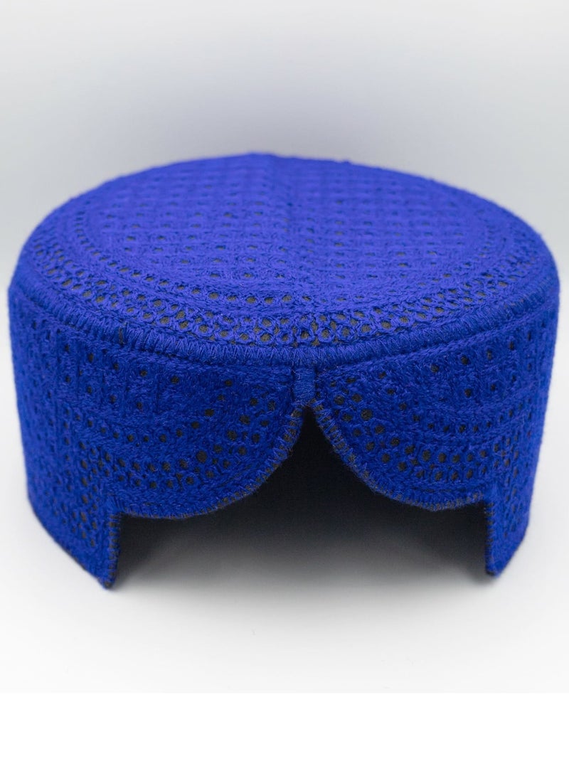 Sindhi Topi Kufi Traditional Ethinic Handmade Cap with Embroidered Front Cut for Kids, Ramadan, Eid Gift for Muslims Made in Pakistan - Image 1