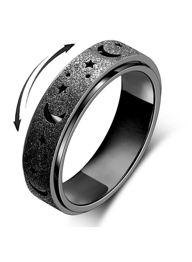 OreilleStar Anxiety Ring for Women Spinner Ring: Fidget Ring Anxiety Relief Items Spinner Rings for Anxiety Fidget Rings for Anxiety for Women Anti Anxiety Fidget Ring Men Teens (Moon Star-Black, 7) - Image 1