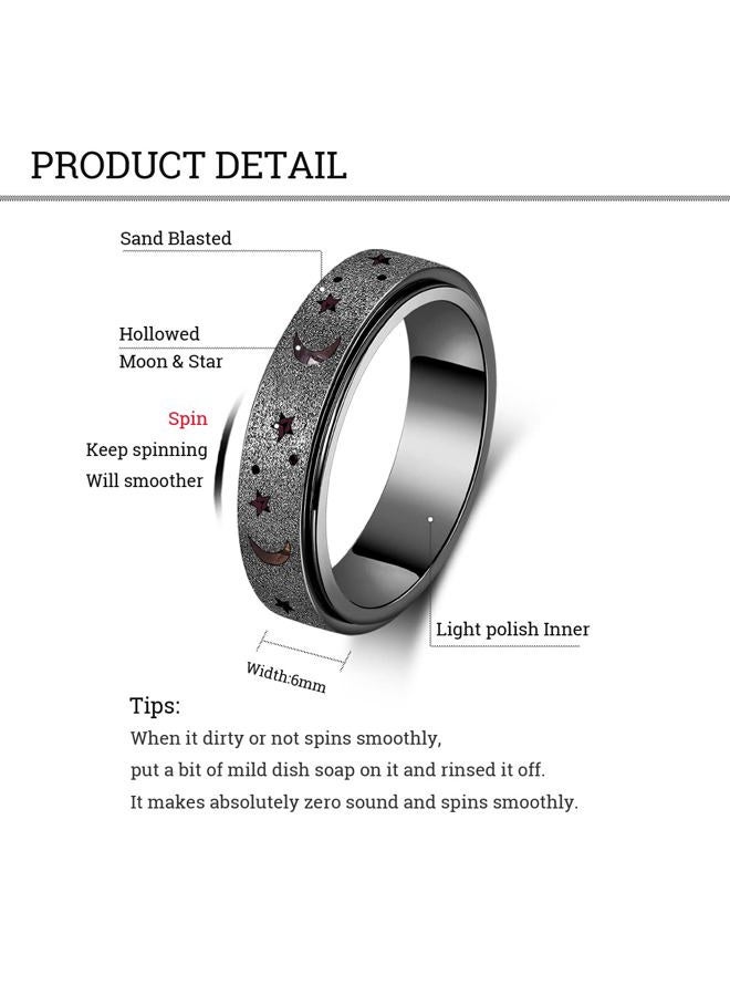 OreilleStar Anxiety Ring for Women Spinner Ring: Fidget Ring Anxiety Relief Items Spinner Rings for Anxiety Fidget Rings for Anxiety for Women Anti Anxiety Fidget Ring Men Teens (Moon Star-Black, 7) - Image 5