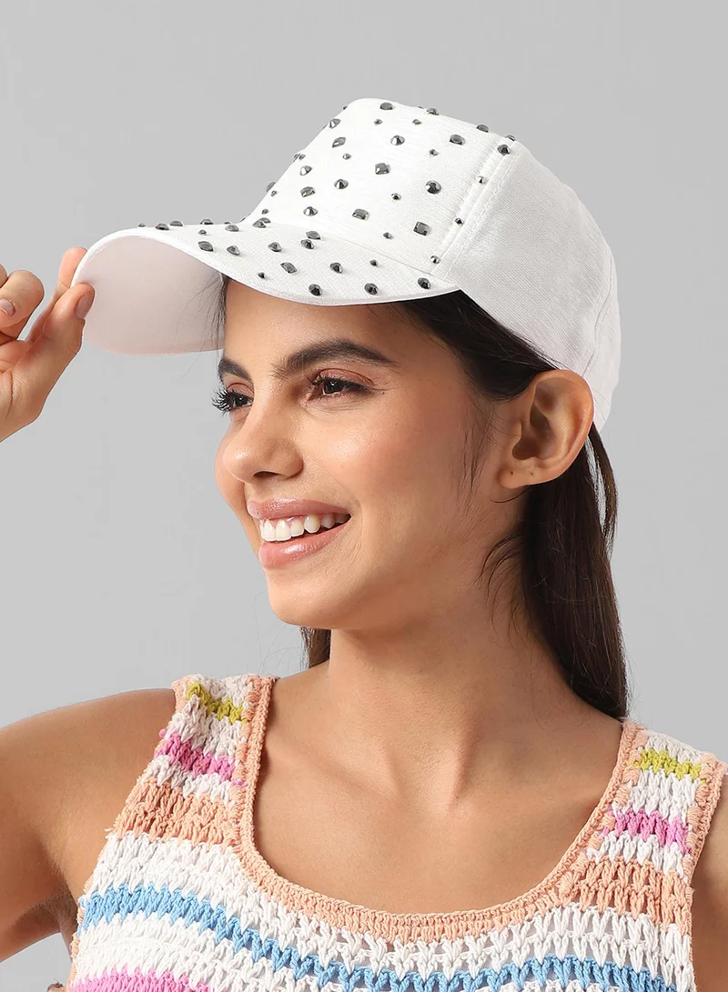 Haute Sauce Maxi Studded Baseball Cap - White