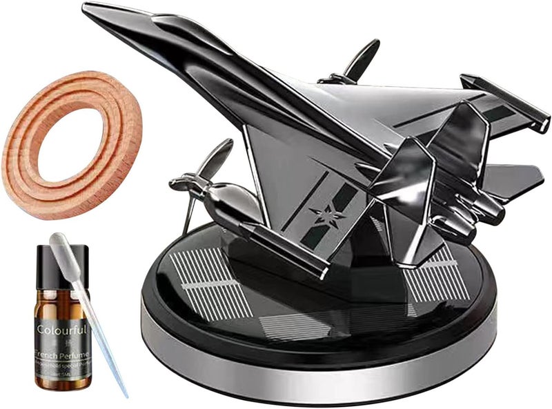 cheekyglo Solar Aircraft Car Aromatherapy Decor with Essential Oil, Solar Energy Rotating Helicopter Design Aromatherapy Diffuser Car Air Freshener Essential Oil Diffuser for Car Office Home - Image 1