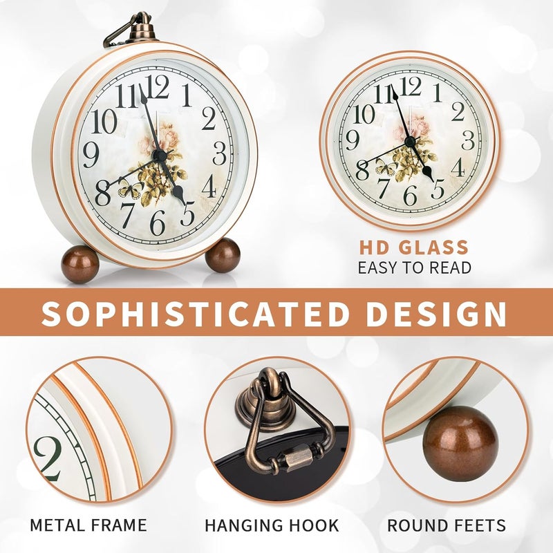 MAX SPACE Classic Vintage Clock - Elegant and Decorative Analog Clocks,Silent Non-Ticking Clock with Distressed Metal Frame for Office, Living Room or Bedroom - Image 2
