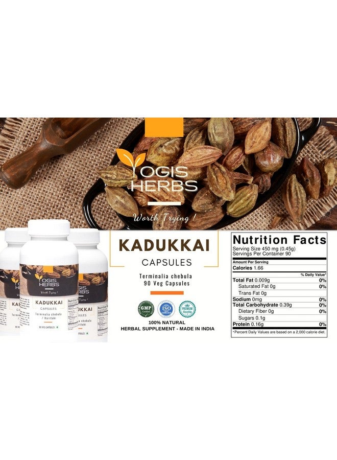 YOGIS HERBS Kadukkai Capsules (Terminalia Chebula/Haritaki) 90 Veg Capsules - Image 2