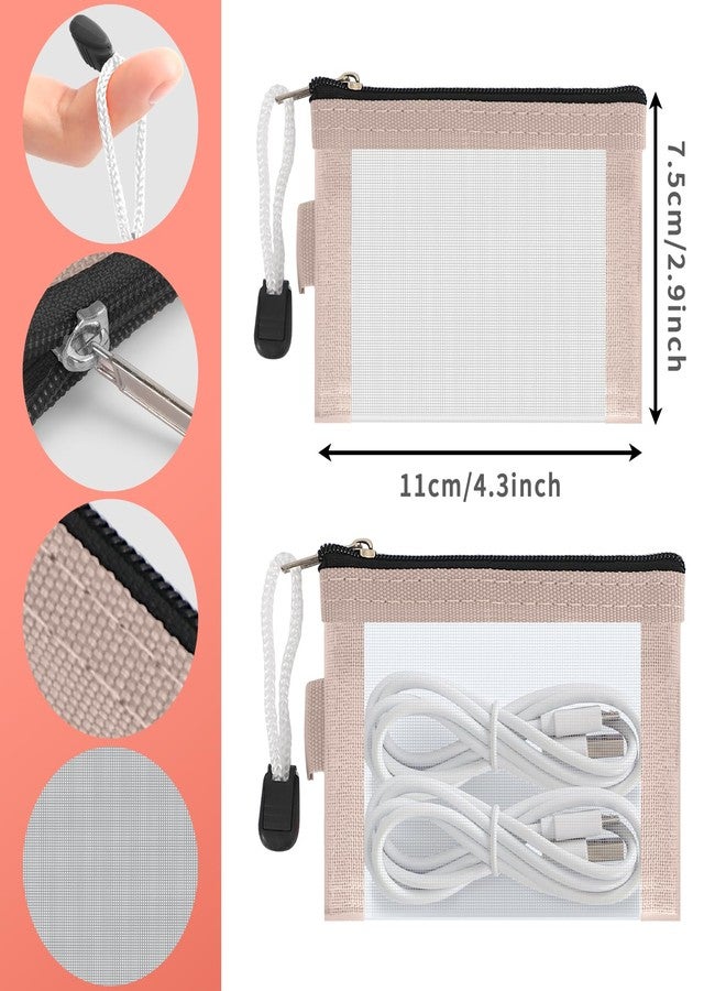Classycoo Mini Zipper Mesh Bags 5 Pack,3" x 4.3" Nylon Small Zipper Mesh Pouch Key Holder,Coin Purse,Card Holder, Portable Travel Makeup Cosmetic Bags for Lipstick,Earphone (Pink) - Image 3
